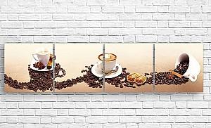 Tablou multicanvas ArtD Cafea neagră și boabe de cafea