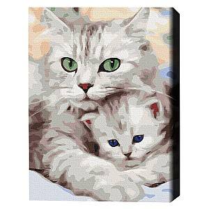 Tablou pe numere BrushMe Pisica mamă cu pisoiașul 40×50 cm (fără cutie)