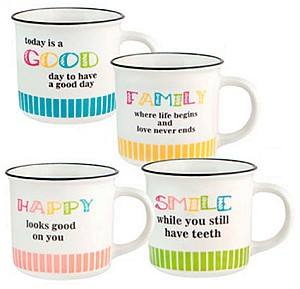 Set pentru ceai si cafea Casa Masa INSCRIPȚII COLORATE 370 ml (6 buc)