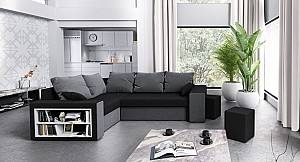 Canapea coltar Space Meble Dallas Left Mikrofaza 15/Mikrofaza 27 (Black/Gray)