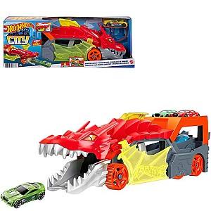 Jucarie interactiva Hot Wheels Dragon furios cu depozitare pentru mașini