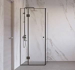 Cabina de dus KOR ușă batantă x1 bară de stabilizare rectangulară 90 grade (90x90x200)