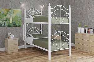 Pat Metall-Design Diana 2X 90x200 (picioare lemn) Alb