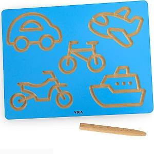 Детская доска для рисования VIGA виды транспорта и показатель 44700