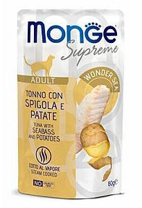 Влажный корм для кошек Monge POUCH SUPREME ADULT Tuna/Seabass/Potatoes 80gr