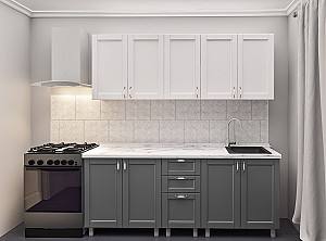 Set mobila bucatarie PS Lena 2 m (vopsita, frez. Modern) Alb/Gri