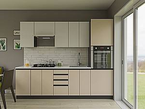 Кухонный гарнитур Confort-NV Альфа 2.6 м Нимфея Альба / Сатин