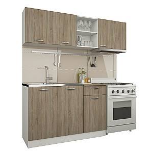 Set mobila bucatarie Haaus Kara 1.8 m Stejar Sonoma Inchis/Alb