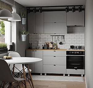 Set mobila bucatarie Fabrik Home Como MDF 2000 mm Gri deschis mat