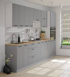 Set mobila bucatarie Fabrik Home Bergamo MDF 3000 mm Gri deschis mat