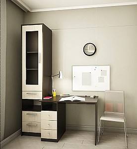 Письменный стол PS KC-100 (ящ.)+П-43(3) венге/шамони светлый