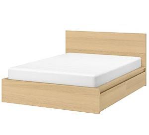 Кровать IKEA Malm  white oak veneer 180×200 см m(4 ящика для хранения)