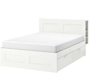 Кровать IKEA Brimnes White Luroy, 180×200 см (4 ящика для хранения)