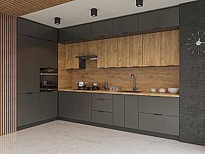 Set mobila bucatarie Confort-NV Craft 4.3 m Graphite Grey/ Gold Craft Oak