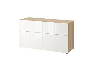 Comoda IKEA Besta antique oak / Selsviken glossy white  120x42x65 cm