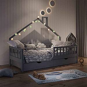 Pat KidsBooomm Casuta (cu sertare) Paris 160x80