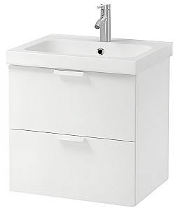 Шкаф под умывальник IKEA Godmorgon / Odensvik умывальник с 2 ящиками, белый, смеситель Dalskar, 63x49x64 см