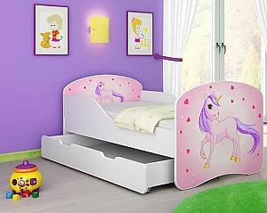 Pat copii Acma Meble Acma I Pony 70x140 sertar/saltea 6cm Alb