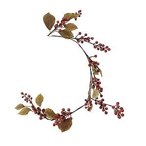Искусственные цветы Autumn Ветка с красными ягодами и листьями 100cm