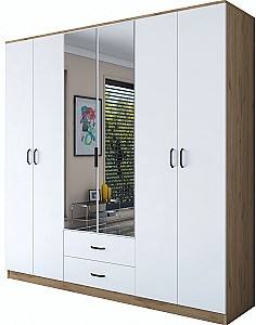 Шкаф Mirage Meble BA130 6D2S с зеркалом Орех (Бежевый)/Белый
