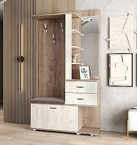 Прихожая ML Mobila МЛ-11 Дуб Крафт Серый/Дуб Крафт Белый