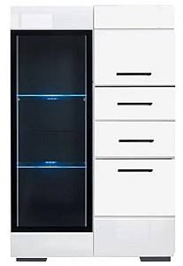 Шкаф витрина Yasen Вушер REG 1W2D2S L/P Нимфея Белый / Белый Глянец