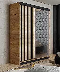 Шкаф-купе Prime Furniture Malani 138x205x59 Дуб Крафт Золотой (Коричневый)/Черный