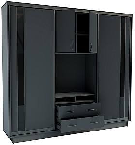 Стенка Confort-NV Универсал 240x45x220 (2 ДСП (ГС лакобель)) Серый Графит