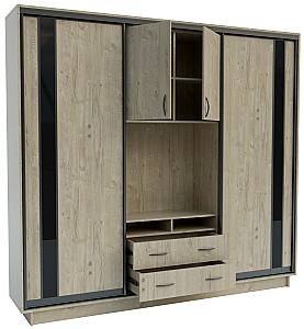 Стенка Confort-NV Универсал 240x45x220 (2 ДСП (ГС лакобель)) Дуб Приморский Сатиновый