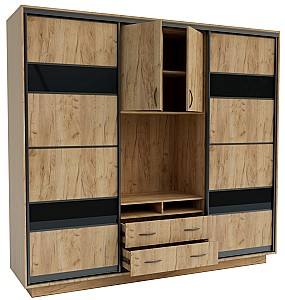 Стенка Confort-NV Универсал 240x60x220 (2 ДСП (ГС лакобель)) Дуб Крафт Золотой