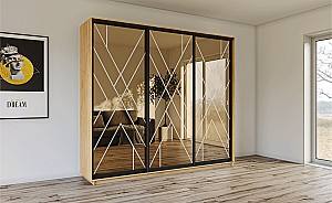 Dulap-cupe Confort-NV 200x60 cm (3 sablare / bronz) Stejar Kraft Auriu