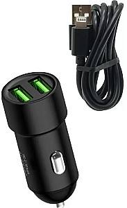 Incarcator auto Charome Car Charger with Cable USB to Lightning C6 Black