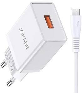 Зарядное устройство для телефона Jokade USB to Micro-USB Single Port 5A JB022 White