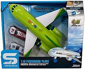 Набор игрушек JSToys Зеленый фрикционный самолет и 2 машины (ZJA347493)