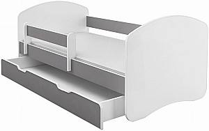 Pat copii Acma Meble Acma II 80x180 bariera/sertar/saltea 7cm Alb/Gri