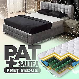 Pat Ambianta Rio 1.6 m Gri Deschis + Saltea Salt Confort Clasic 160x200
