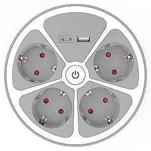 Сетевой фильтр Muhler Multiple socket outlets with key with 4-way and 2-way USB ports type A and C (1006119)