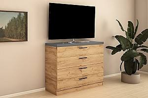 Comoda PS KZ-120 (4 sert.) Stejar Auriu / Grafit Gri