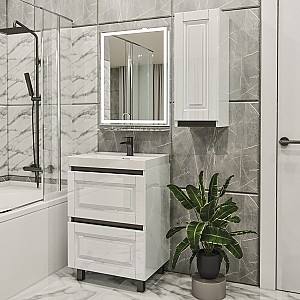 Комплект мебели для ванной PS Lotos 60-30 (кр./ДСП) (каркас Белый / Черный) Белый