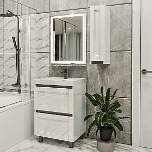 Комплект мебели для ванной PS Lotos 60-20 (кр./ДСП) (каркас Белый / Черный) Белый