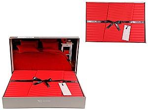 Комплект постельного белья New Home Euro 2 NH Stripe Satin red