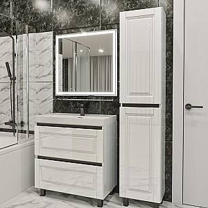 Комплект мебели для ванной PS Lilia 80-193 (кр./ДСП) (каркас Белый / Черный) Белый