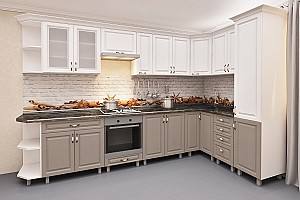 Кухонный гарнитур PS Угловая 3.4x1.7 м (МДФ плёнка) Дуб Полярный / Дуб Конкордия