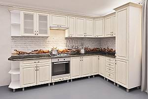 Кухонный гарнитур PS Угловая 3.4x1.7 м (МДФ плёнка) Алебастр