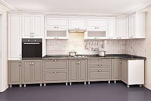 Кухонный гарнитур PS Эко 4.1x0.9 м (МДФ плёнка) Дуб Полярный / Дуб Конкордия
