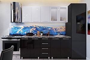 Set mobila bucatarie PS Lena 1.8 m (MDF lucioasa) Alb / Negru