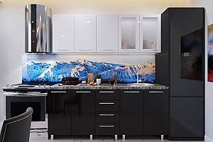 Set mobila bucatarie PS Lena 2 m (MDF lucioasa) Alb / Negru