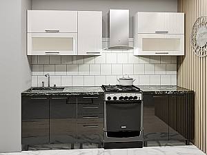 Set mobila bucatarie PS Lena (orizontal) 2 m (MDF lucioasa) Alb / Negru