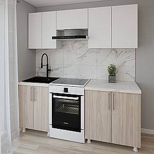 Set mobila bucatarie Smartex K1 200 cm Alb / Stejar Deschis