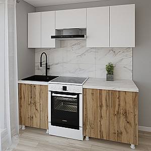 Set mobila bucatarie Smartex K1 200 cm Alb / Stejar Închis